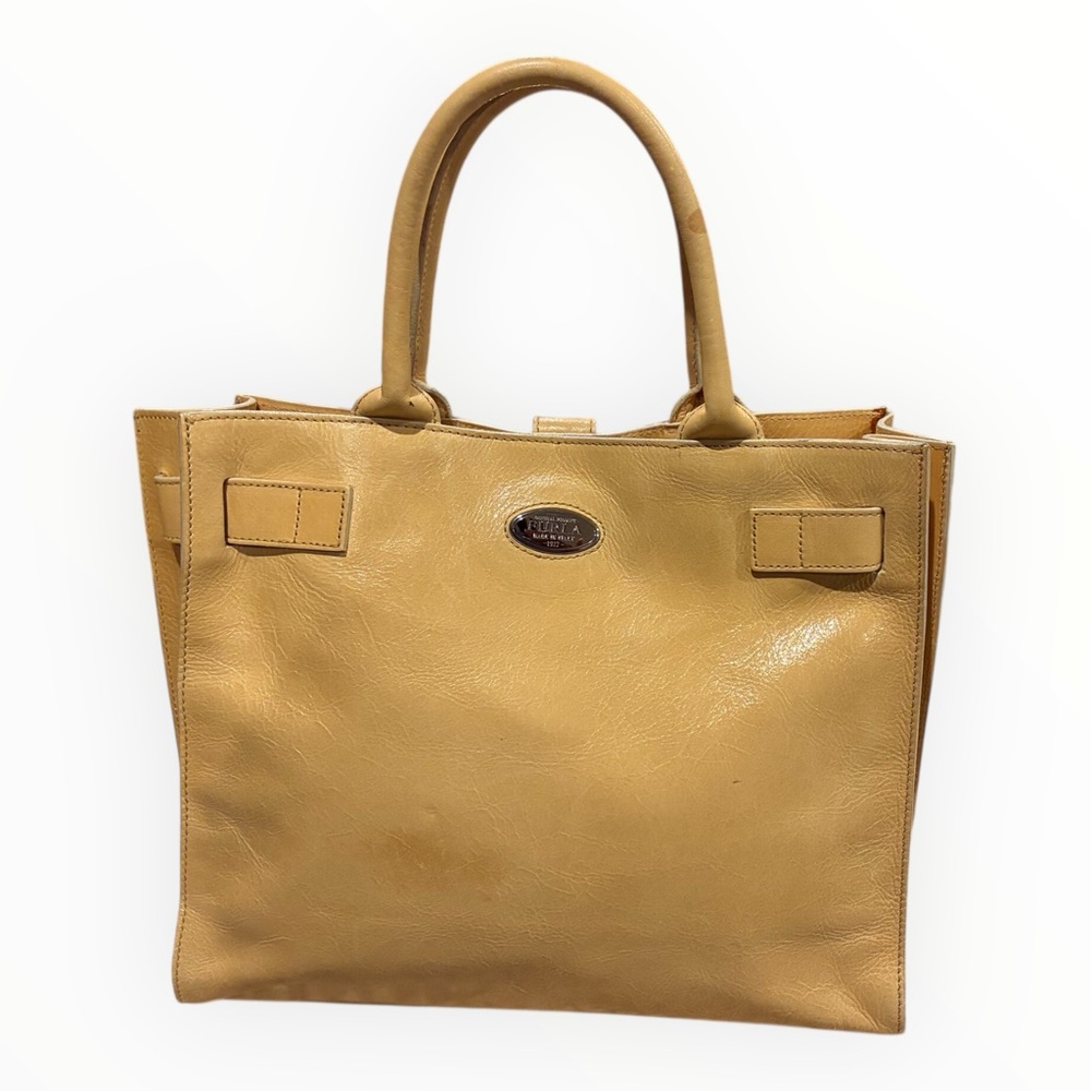 Furla Greta in Tan Leather Structured Tote Handbag – Made in Italy